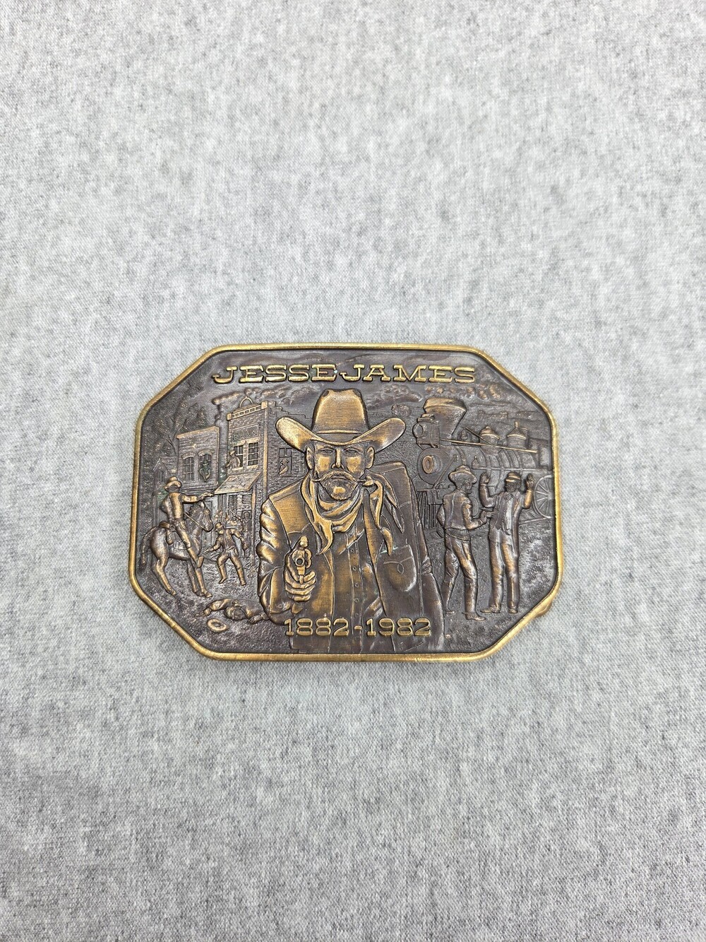 Jesse James 100th Anniversary Solid Brass Belt Buckle 1982 Providence Mint